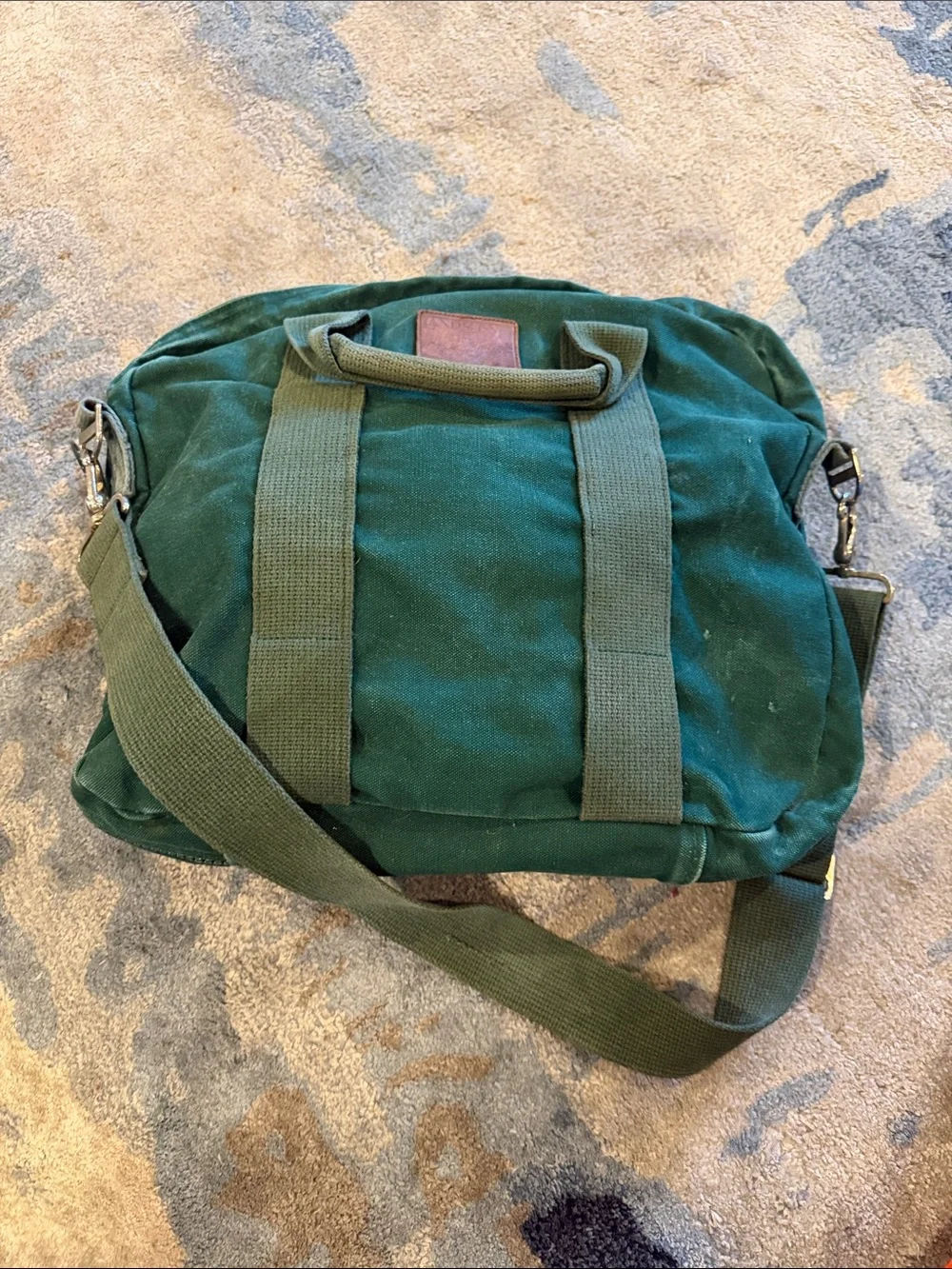 Lands' End Dark Green Canvas Laptop Messenger Bag